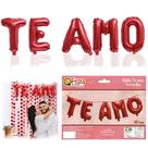 Kit Balão Metalizado LetraTe Amo Decoração Romântica Noivado - q-festa