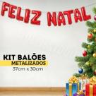 Kit Balão Metalizado Vermelho De 37 Cm - Feliz Natal - 10 Letras para Decoração