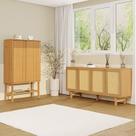 Kit Balcão 4 Portas Rattan com Cristaleira Porta Ripada Magna CabeCasa MadeiraOriginals