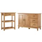 Kit Balcão Buffet 120cm Com Aparador Rústico 72cm Madeira Maciça Lira M06 Carvalho Fosco - Lyam Decor