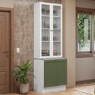Kit Balcão + Cristaleira 70 cm Branco/Verde/Branco Vik Madesa 02