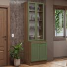 Kit Balcão + Cristaleira 70 Cm Vik Madesa 02 Rustic/verde
