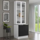 Kit Balcão + Cristaleira 70cm Branco/Preto Lux Madesa 01