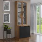 Kit Balcão + Cristaleira 70cm Rustic Preto Lux Madesa