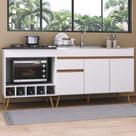 Kit Balcão De Cozinha Para Pia E Balcão Para Cooktop-forno 190cm Veneza Multimóveis Mp2384 Branco-dourado