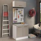 Kit Balcão E Armário Aéreo 80cm Branco/Crema Kit Balcão E Armário Aéreo 80cm Branco/Crema
