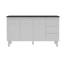 Kit Balcão Gabinete 138cm Carina Branco com Tampo 140cm Preto