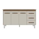 Kit Balcão Gabinete 138cm Carina Savana/Off-White com Tampo 140cm Savana