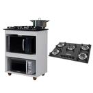 Kit Balcão Kaiki Turim e Fogão Cooktop Ultra Chama 5 Bocas Trempe Chapa Preto Chamalux