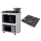 Kit Balcão para Cooktop Cozinha Kaiki Turim com Fogão Cooktop Chef 4 Bocas Ultra Chama Preto Chamalux
