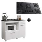 Kit Balcão para Cooktop Violeta 2 Portas com Fogão Cooktop 5 Bocas Ultrachama Preto