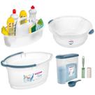 Kit Balde Bacia Cesto Oval Porta Sabão Em Pó Dosador Rolo Adesivo Plástico Limpeza Casa - Sanremo Kit Balde Bacia Cesto Oval Porta Sabão Em Pó Dosador Rolo Adesivo Plástico Limpeza Casa - Sanremo