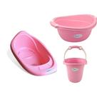 Kit Balde, Bacia E Banheira 22 L Gatinha Rosa - Plastibaby Kit Balde, Bacia E Banheira 22 L Gatinha Rosa - Plastibaby