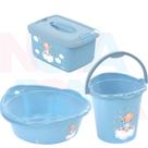 Kit Balde ,Bacia e Caixa Organizadora Urso Ted Azul - plasutil