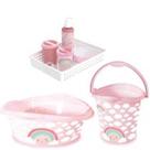 Kit Balde , Bacia E Kit Higiene Arco Iris Nuvem - plasutil