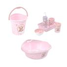 Kit Balde , Bacia E Kit Higiene Ursa Rosa - plasutil