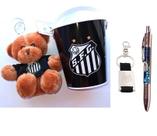 kit Balde com chaveiro ursinho caneta esferografica chaveiro metal Santos