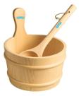 Kit Balde Com Concha Em Madeira Para Sauna Seca Sodramar