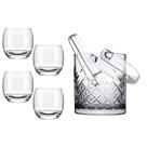 Kit Balde De Gelo Vidro Timeless + 4 Copos Aruba Rocks 345ml