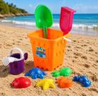 Kit Balde de Praia Infantil 10 Peças Brinquedo Praia Areia Crianças Colorido Diversão Verão Coordenação Motora Completo