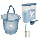Kit Balde Plástico 8,5 Litros Porta Sabão Em Pó 1Kg Com Dosador Rolo Adesivo Limpeza Casa Lavanderia - Sanremo Kit Balde Plástico 8,5 Litros Porta Sabão Em Pó 1Kg Com Dosador Rolo Adesivo Limpeza Casa Lavanderia - Sanremo