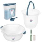 Kit Balde Plástico 8,5L Bacia Para Limpeza Casa Lavandeira Porta Sabão Com Dosador Rolo Adesivo - Sanremo