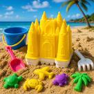 Kit Baldinho De Areia Forminhas Castelo Balde Praia Infantil 7 Peças Multicolorido Estimula Criatividade e Coordenação