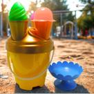 Kit Baldinho De Praia Infantil Kit Balde Amarelo Sorvetão Com Acessórios