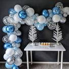 Kit Balloon Arch, 106 unidades de balões de confete de látex azul e branco