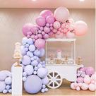 Kit Balloon Arch: 135 unidades de macarons rosa, roxo, azul, festa até tarde