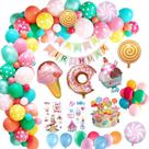 Kit Balloon Arch, 52 unidades, tema colorido de látex, sorvete Mylar