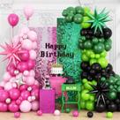 Kit Balloon Arch: Adorável, rosa, verde, preto, 155 unidades, tema de bruxa