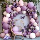 Kit Balloon Arch com enchimento duplo, roxo, rosa, cores pastel