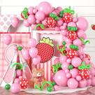 Kit Balloon Arch com tema de morango, 119 unidades Pink Strawb