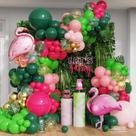 Kit Balloon Arch EASUTE Flamingo Tropical 143 unidades com balões