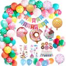 Kit Balloon Arch Feliz Aniversário 55 unidades de látex azul rosa vermelho Fo
