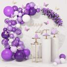 Kit Balloon Arch, festa de feliz aniversário, látex roxo, 94 unidades