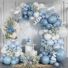 Kit Balloon Arch FEYG Dusty Blue and White para decoração de festas