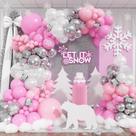 Kit Balloon Arch Froova rosa e prata para decoração de festas