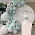 Kit Balloon Arch Garland, 147 unidades de macarons, cinza, azul, látex