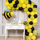 Kit Balloon Arch Garland Bee Latex Amarelo Preto 74 unidades