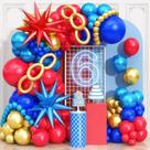 Kit Balloon Arch Isndare vermelho azul dourado com balão Star Foil