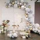 Kit Balloon Arch Macarons, balões de látex cinza, 104 unidades