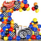 Kit Balloon Arch para festa de aniversário de 135 peças DSAZNIS Race Car