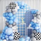 Kit Balloon Garland Arch, 102 peças de tema de corrida azul celeste