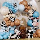 Kit Balloon Garland Arch, 102 unidades com estampa de vaca azul, marrom, creme Kit Balloon Garland Arch, 102 unidades com estampa de vaca azul, marrom, creme