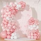 Kit Balloon Garland Arch 145 unidades rosa e branco com gravata borboleta
