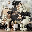 Kit Balloon Garland Arch, 93 unidades de ouro preto e branco com acessórios