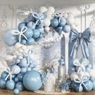 Kit Balloon Garland Arch azul branco creme 134 unidades
