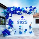 Kit Balloon Garland Arch Kozee Azul Real Branco Prata